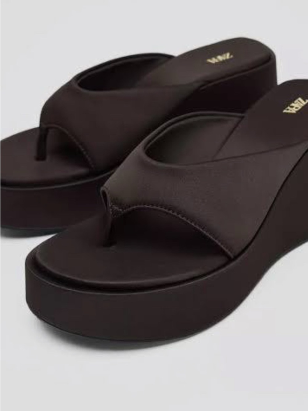 Zara Satin-Effect Platform Thong Sandals  Chunky Sole